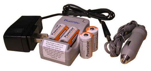 RCR123A 3.0V Li-ion Battery Kit: Smart Worldwide Travel Charger+ 4 Pcs  Rechargeable RCR123A Cells