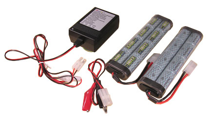 Two 9.6V 3300mAh NiMH Battery Packs + Compact Smartl Charger For AirSoft Rifles/RC Cars