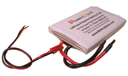 Polymer Li-Ion Pack: 11.1V 1050 MAh  10C (10 A) Discharge Rate (w/o PCB)