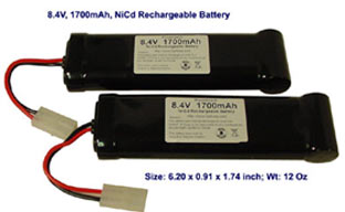 Two 8.4V  1700 MAh Ni-Cd RC Battery Packs For Airsoft Gun