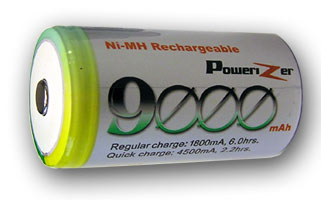 One D-Size 1.2 V 9000 MAh NiMH Rechargeable Battery