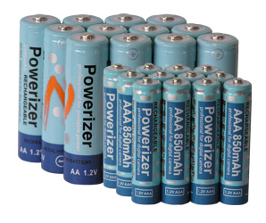 12 AA 2300mAh + 12 AAA 850mAh Powerizer NiMH Cells Package