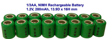 16 Pcs 1/3 AA 1.2V 280mAh NiMH Rechargeable Batteries