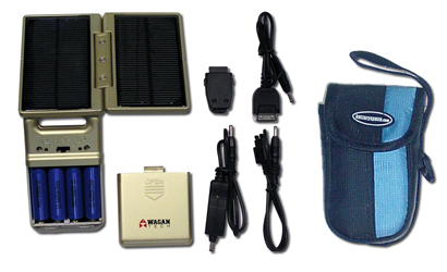 Solar Power Charger For Batteries And Cellular Phones + 4 AA NiCD 850 MAh Batteries + Carrying Case