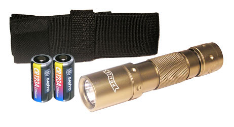 Aluminum Xenon Superbright 6V Flashlight With Holster And Two CR123A Lithum Batteries