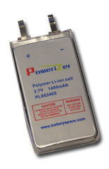 Polymer Li-Ion Pack: 3.7V 1050mAh (553562D)  10A Drain Rate (w/o PCB)