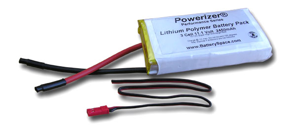 Polymer Li-Ion Pack:  11.1v 2450mAh (Kokam Cell)  10-12C Discharge Rate (w/o PCB)