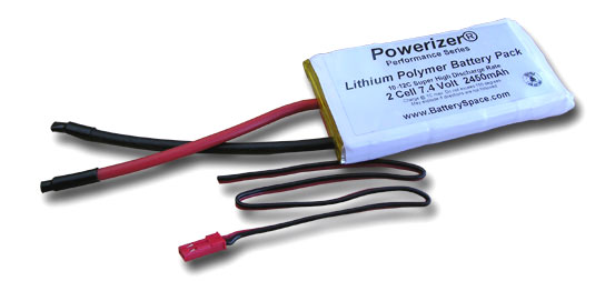 Polymer Li-Ion Pack: 7.4v 2450mAh (Kokam Cell)  10-12C Discharge Rate (w/o PCB)