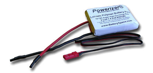 7.4v 830mAh Lithium Polymer (Poly-Li) Battery Pack - 10-12C Discharge Rate