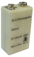 9V 120mAh NiCd Rechargeable Battery