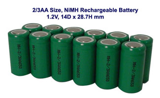 12 NiMH 2/3 AA 650 MAh Rechargeable Batteries