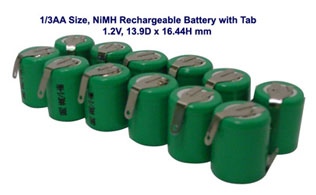 12 Pcs NiMH 1/3AA 280 MAh Mini Battery With Tab