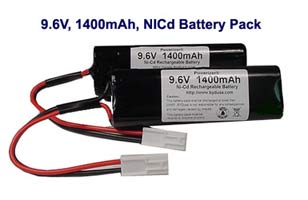 Two 9.6V 1400mAh Ni-Cd Battery Packs For Airsoft Aug Guns