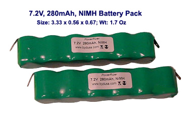 Two 7.2 V 280mAh NiMH Mini Battery Packs With Pre-wire Tabs For Watt-Age RC Aircrafts