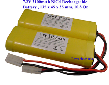 Two  7.2V, 2100mAh Ni-Cd Battery Pack For RC Car